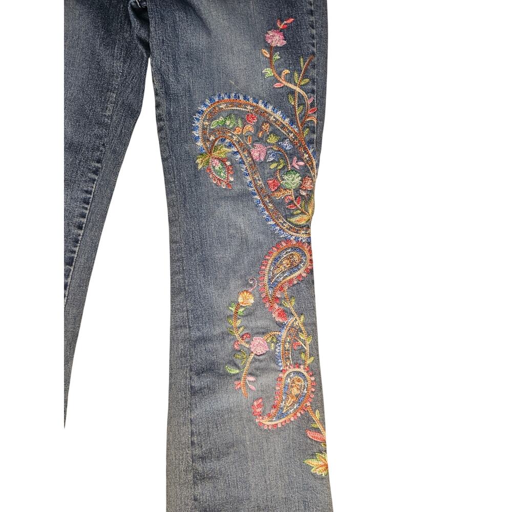 Vintage Willi Smith Paisley Jeans Embroidered Y2K Bootcut Sz 10 - Picture 3 of 8